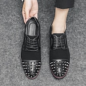 economico Formale-scarpe derby da uomo - misto pelle sintetica e pelle scamosciata con dettagli rivettati, eleganti calzature casual da uomo, perfette per ufficio, feste e uso quotidiano