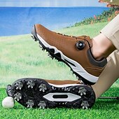 economico Scarpe da Golf da Uomo-scarpe da golf bianche da uomo con sistema di allacciatura Boa, suola chiodata, tomaia traspirante per comfort e stabilità sul campo da golf