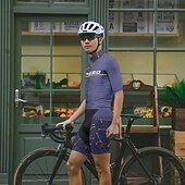 halpa Miesten vaatesarjat-Miesten Pyöräily jersey ja shortsit Lyhythihainen Maastopyöräily Maantiepyöräily Laivaston sininen Pyörä Spandex Urheilu Kirjain ja numero Vaatetus