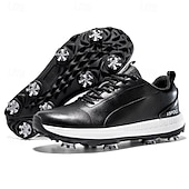 cheap Men&#039;s Golf Shoes-Men&#039;s Black and White Golf Shoes with Spiked Sole, Breathable Upper, and Lightweight Design for Comfort and Support on the Golf Course