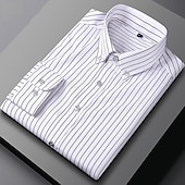 preiswerte Button-Down-Hemden für Herren-Herren Hemd Oberhemd Knopfhemd Streifen Hochzeit Party Hellblau Marineblau + Weiß Schwarz Weiß Langarm Kargen Frühling Herbst Bekleidung Knopf