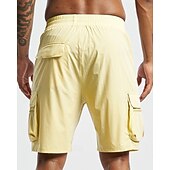 baratos Clássico-Homens Bermuda Cargo Calção Com Cordão Cintura elástica Bolso Com Zíper Tecido Secagem Rápida Vestível Curto Ao ar livre Diário Acampar e Caminhar Moda Clássico Preto Amarelo