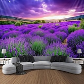 billiga Blacklight tapestries-Svartljus Tapestry Glödar i Mörkret Glöd Fest UV Reaktiv Lavendel Trippy Dimmig Natur Landskap Hängande Tapestry Väggkonst Mural för Vardagsrum Sovrum