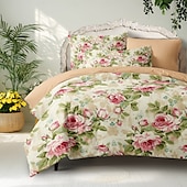 economico 100% cotone-set copripiumino floreale set di piante tropicali in cotone set morbido set di biancheria da letto di lusso in 3 pezzi set decorazioni per la casa regalo twin completo king size copripiumino queen