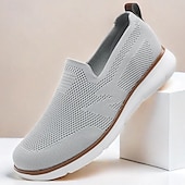 billige Sneakers til herrer-slip-on strikkede joggesko for menn, pustende mesh-overdel med komfortabel passform, uformelle lette sko for hverdags- og utendørsaktiviteter