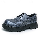 baratos Formal-sapatos brogue masculinos marrons com sola grossa, tênis casuais de couro sintético com cadarço e detalhes texturizados, perfeitos para uso diário e ao ar livre
