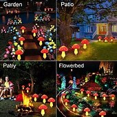 abordables Luces de cuerda solar-1 cadena de luces solares para exteriores con forma de hongo rojo, resistente al agua, para montar en el suelo, para patio, jardín, césped, camino, decoración de ambiente festivo para bodas