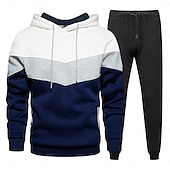 abordables sudaderas basicas hombre-Hombre Tracksuit Sudadera 2 Piezas Calle Primavera Manga Larga Mantiene abrigado Transpirable Dispersor de humedad Aptitud física Corriendo Entrenamiento activo Ropa de deporte Ropa de Deporte Azul