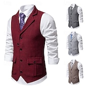 abordables Costumes pour hommes des années 1920-Classique Rétro Vintage Années 1920 Veste Gilet Gatsby le Magnifique Déguisement Homme Carnaval Mascarade Mariage Soirée robe demoiselle d honneur Adulte Gilet Printemps Automne