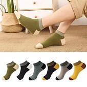 cheap Men&#039;s Socks-Men&#039;s 5 Pairs Multi Packs Socks Running Socks Casual Socks Rainbow Color Color Block Vacation Sports &amp; Outdoor Daily Basic Medium Spring Fall Fashion Casual