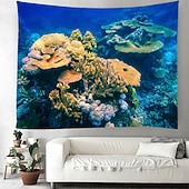 economico Arazzo della Spiaggia Oceanica-Tappeto appeso in stile paesaggistico con pesci dell'oceano Arte da parete Grande Tappeto Murale Decorazione Sfondo Fotografico Coperta Tenda per decorazione della camera da letto soggiorno