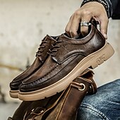 billiga Tillfällig-bruna mäns fritidssneakers i konstläder med snörning – snygga och bekväma skor för vardagsbruk och utomhusaktiviteter