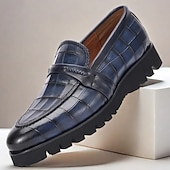 billiga Premium läder Loafers-loafers i äkta läder för män – krokodilpräglade slip-on klänningskor med robust sula för affärs- och högtidskläder