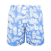 abordables Plantas y Flores Tropicales-Hombre Hoja de palma Plantas tropicales Pantalones de Natación Pantalones de Surf Bañador largo Media cintura Ropa de calle Hawaiano Vacaciones Casual Ropa de playa Bolsillo Correa Cintura elástica
