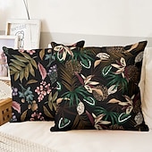 billige blomster- og plantestil-Blomst insekt dekorative kasteputer dekning 1PC myk firkantet sofa putevar puteinnlegg soverom stue sofa stol