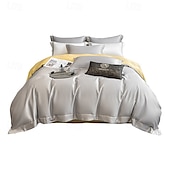 economico Set copripiumino-Set di Biancheria da Letto in Cotone Egiziano Bianco Solido Luxury Soft Brushed con Bordo Scolpito Completo Copripiumino Copripiumino per Regine e King Size con Federe
