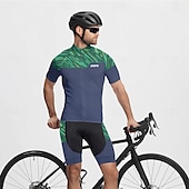 halpa Miesten vaatesarjat-Miesten Pyöräily jersey ja shortsit Lyhythihainen Maastopyöräily Maantiepyöräily Laivaston sininen Pyörä Spandex Urheilu Geometrinen Kirjain ja numero Vaatetus