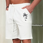 billige Herre Elite Shorts-Herre kinesisk Casual shorts Blad Pustende Utendørs Kort utendørs Daglig Ferie Hawaiisk Hvit Blå Mikroelastisk