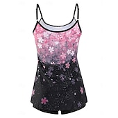 billiga Tankinis-Kvinnors tankini 2-delad baddräkt Boho shorts mage kontroll hög midja smal rygglös semester strandkläder paisley U-hals ärmlösa baddräkter