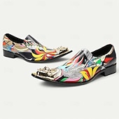 billige Elementære Pensko-Herre Premium Kuskin Løpere med Gullspiss Livlig Kunstnerisk Print og Metallisk Gull Løvehode Detalj–Moderne Slip-On Sko Spesielle Anledninger og Uttrykksmotet