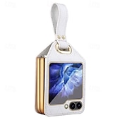 tanie Etui do telefonów Samsung-Etui na telefon do Samsung Galaxy Z Flip 6 Z Flip 5 Z Flip 4 Tylny pokrowiec Odporny na wstrząsy Retro PU skóra