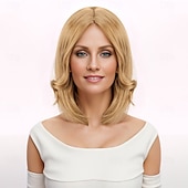 levne Syntetické trendy paruky-Syntetické paruky Bouncy Curl Velké vlny Asymentrický střih S ofinou na stroji Paruka 14&quot; Zlatavá Umělé vlasy Dámské Blonďatá
