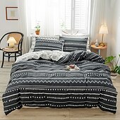 economico Set copripiumino-Set di copripiumni arte geometrica modello nero bianco Set di copripiumini Soffice Set di biancheria di lusso in poliestere 3 pezzi Idee regalo per la casa