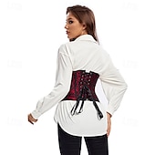 cheap Accessories and More-Retro Vintage Punk &amp; Gothic Corset Underbust Corset Bustier Lace up 14 Bones Floral Women&#039;s Fantasy Halloween Carnival Party Casual Daily LARP Adults&#039; Corset