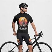 halpa Miesten vaatesarjat-Miesten Pyöräily jersey ja shortsit Lyhythihainen Maastopyöräily Maantiepyöräily Musta Piirretty Pyörä Spandex Urheilu Piirretty Vaatetus