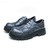 baratos Formal-sapatos brogue masculinos marrons com sola grossa, tênis casuais de couro sintético com cadarço e detalhes texturizados, perfeitos para uso diário e ao ar livre