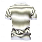 billige Herre Elite Polo-Herre Polo Strikk polo Formell Arbeid Måkekrage Kortermet Moderne Bekvem Stripet Vertikale striper Stripe-Trim Stripe Vår Normal Svart Lysegrønn Militærgrønn Polo
