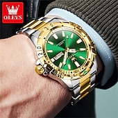 economico Orologi al quarzo-Il nuovo orologio da business da uomo del marchio Olevs orologio classico verde fantasma d&#039;acqua visualizzazione del calendario settimana orologio al quarzo impermeabile moda sportiva