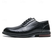 baratos Formal-Sapatos oxford masculinos de couro sintético marrom com relevo de crocodilo - elegantes e sofisticados para uso casual e formal