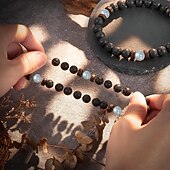 economico Forniture per feste-regali per uomo, bracciale per uomo regali di perline, regali di sobrietà fatti a mano per figlio, gioielli in pietra naturale per compleanno San Valentino Natale calze della Befana