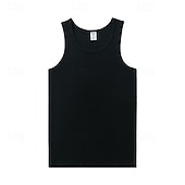 billiga Gym-toppar-Herr Linne Undertröjor Ärmlös tröja Ärmlös U-hals Vår &amp; sommar Slät Mode Designer Semester Gata Utekväll Svart Vit Grå Topp t-shirt för män