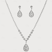 cheap Jewelry Sets-Bridal Jewelry Sets One-piece Suit Alloy Earrings Necklace Bracelets Women&#039;s Stylish Cute Geometrical Joy Geometric Jewelry Set For Party