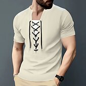 cheap Men&#039;s Casual T-shirts-Men&#039;s Henley Shirt Tee Short Sleeve Shirt Tee Top Short Sleeve Crewneck Summer Color Block Solid / Plain Color Fashion Designer Fashion Vacation Street Going out Wine Black White Top Tee for Men