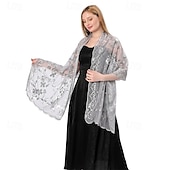 cheap Wedding Guest Wraps-Ladiery Sequin Floral Shawls and Wraps for Evening Dresses,Women sparkly Sheer Mesh Wedding Shawls for Evening Party