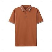 halpa Miesten Elite Polo-miesten silkkipoolopaita puuvillainen työpaita business rento poolopaita turndown-kuvio lyhythihainen vintage muoti yksivärinen väriblokki kesä kevät musta valkoinen tummansininen sininen vaaleanharmaa oranssi poolopaita