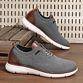 preiswerte Sneaker für Herren-Atmungsaktive Strick-Sneaker für Herren mit Kunstlederakzenten – stylische, leichte Sportschuhe für die Freizeit und den Komfort im Alltag