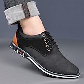 economico Semi-formale-scarpe casual oxford da uomo, sneakers eleganti con lacci blu e nere con dettagli in pelle scamosciata, calzature eleganti per lavoro, matrimoni e uso quotidiano