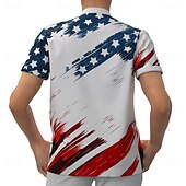 economico Magliette del Giorno dell&#039;Indipendenza-Per uomo Bandiera americana degli Stati Uniti Camicia Camicia abbottonata Manica corta Moda Casual Da mare Abbigliamento di strada Abbigliamento mare Estate Primavera Colletto Mao Collare Henley