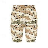 baratos Clássico-Homens Bermuda Cargo Shorts camuflados Calção Shorts de verão Com Cordão Cintura elástica Bolso multi Côr Camuflagem Conforto Vestível Comprimento do joelho Ao ar livre Esporte Diário Moda Casual
