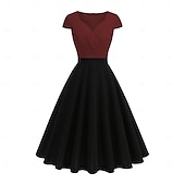 ieftine Rochii-Elegant 1950 Rochie de epoca Lungime Genunchi Rochii Rochie A-Line Rochie de ceai Linia -A Pentru femei Crăciun Carnaval An Nou Venire Acasă Casul / Zilnic Petrecerea Burlăcițelor Adulți Rochii de