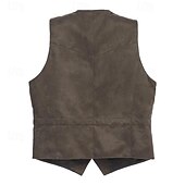 tanie Kamizelki-Męskie Kamizelka Urlop Codzienny Wesele Randka Moda Codzienny Wiosna Jesień Guziki Kieszeń Nylon Wygodny Równina Pojedynczy biust na jeden guzik W serek Regularny Czarny Jasnobrązowy Kawowy Szary