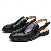 economico Sandali eleganti-scarpe eleganti da uomo nere con cinturino posteriore in pelle stampata coccodrillo, vestibilità comoda e suola resistente - perfette per eventi formali e occasioni di lavoro