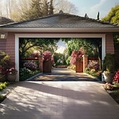 Недорогие Гаражные и дверные баннеры-Ландшафтные декорации для садов Декорации для дверей Наружное покрытие для гаражных дверей Наружный баннер Крупный задник для праздника Наружная гаражная дверь Декорации для домашней стены