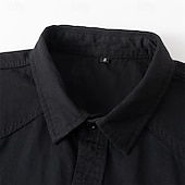 preiswerte Arbeitshemden für Herren-Herren Hemd Sommerhemd Lässiges Hemd Knopfhemd Schwarz Kaki Armeegrün Grau Langarm Glatt Kargen Urlaub Festtage Tasche Bekleidung Polyester Modisch Brautkleider schlicht Komfortabel
