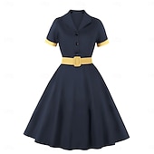olcso Ruhák-Retró 1950-es Rockabilly Ruhák Swing ruha Kockás Jelmez Női Farsang Álarcos mulatság Hétköznapi viselet Lánybúcsú Felnőttek Ruha Hazatérő ruhák