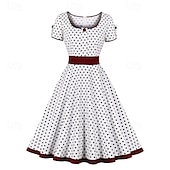 cheap Dresses-Retro Vintage 1950s Dress Swing Dress Polka Dot Women&#039;s Carnival Masquerade Daily Wear Bachelorette Party Adults&#039; Dress Homecoming Dresses